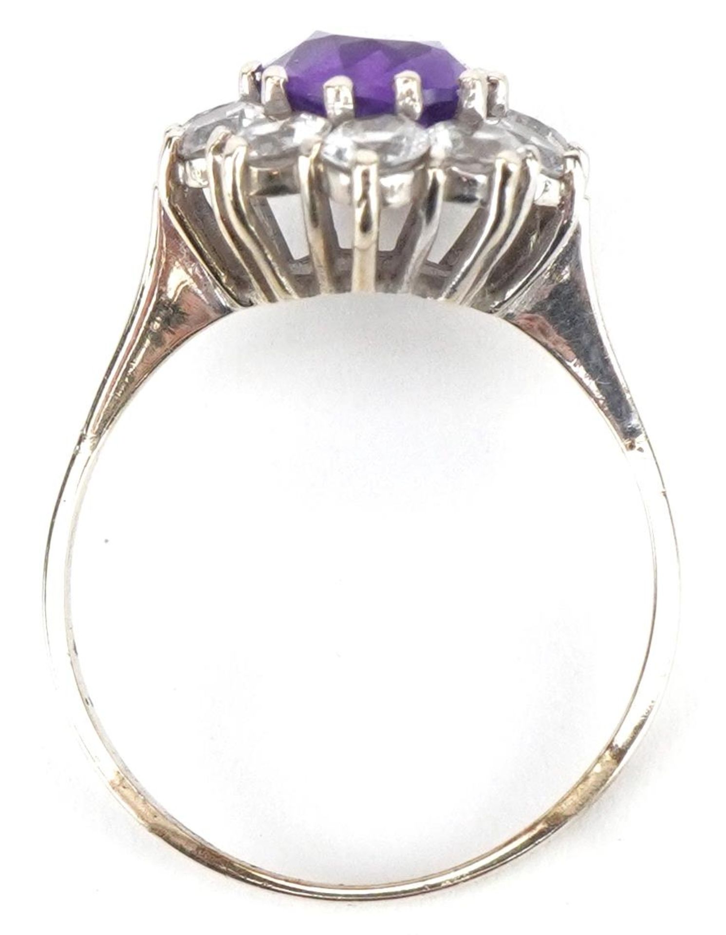 14ct white gold amethyst and white spinel cluster ring, size Q, 3.3g : For further information on - Image 3 of 4