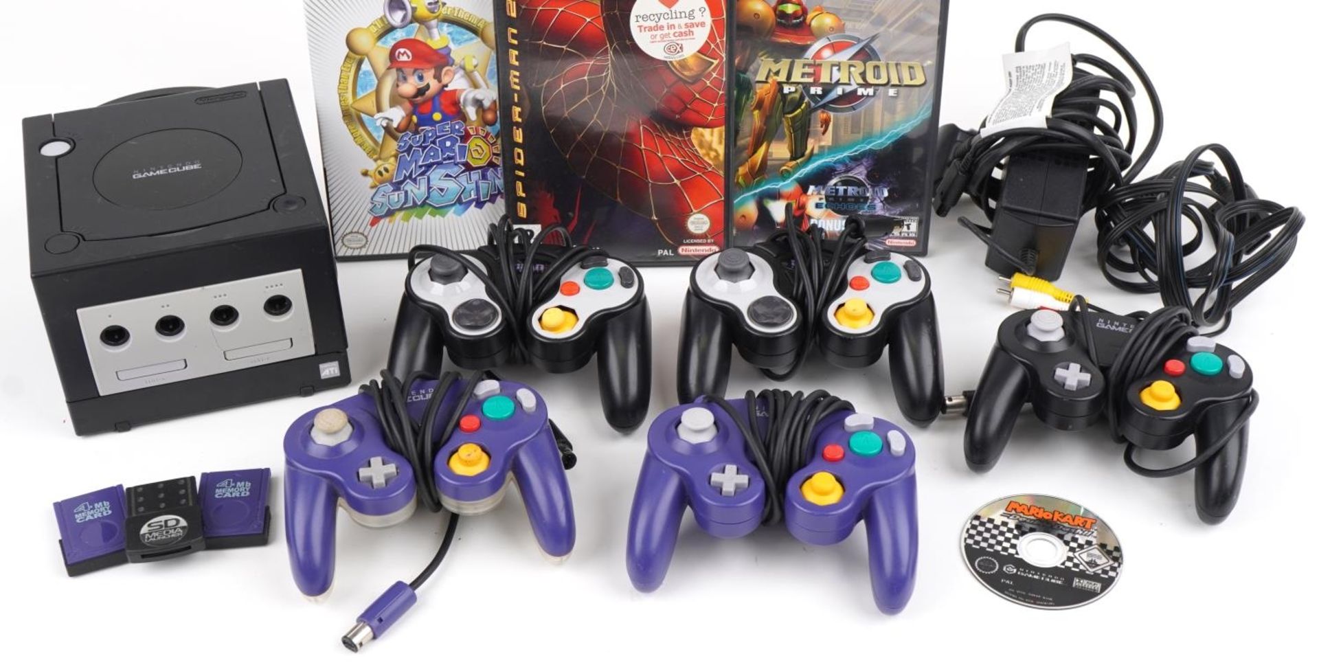 Vintage Nintendo Game Cube games console with controllers and various games including Super Mario - Bild 3 aus 3