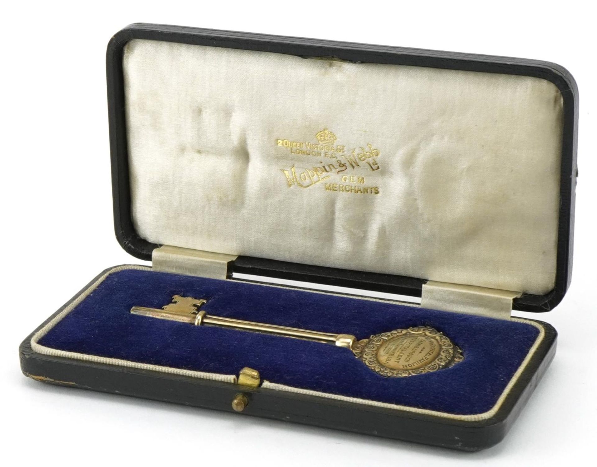 Mappin & Webb, George V silver gilt key Presented to Beatrice Lady Lennard July 19th 1929, New