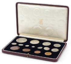 George VI 1937 specimen coin set housed in a tooled leather silk and velvet lined fitted case by The