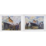 J McDonald - Titanic The 4th Funnel and The Titanic Going Home, pencil signed prints, unframed, each