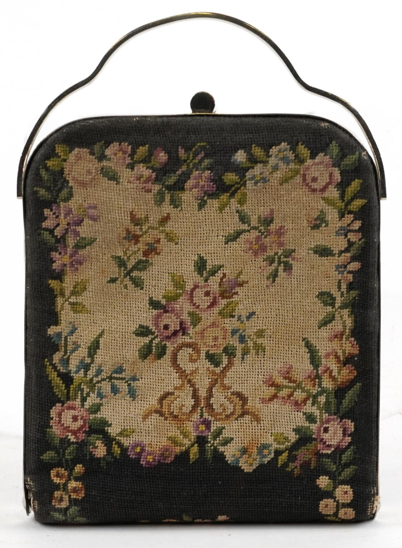 Early 20th century needlework lady's travelling vanity case with mirrored and fitted interior - Bild 3 aus 4
