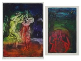 Deanne Coleborn - Double Double Toil and Trouble and Let's Dance, pair of pencil signed prints in