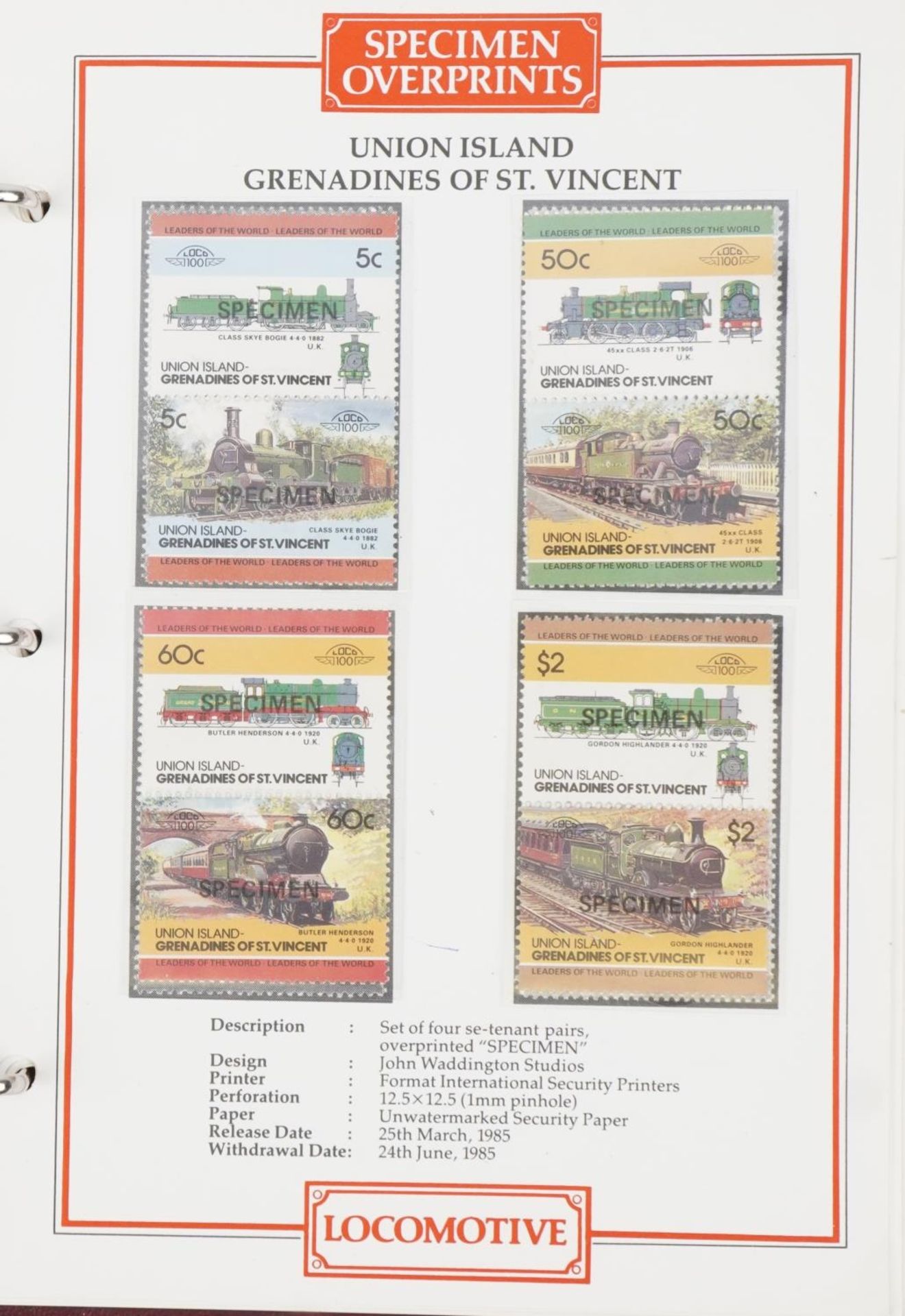 Collection of railway specimen stamps arranged in an album : For further information on this lot - Image 7 of 9