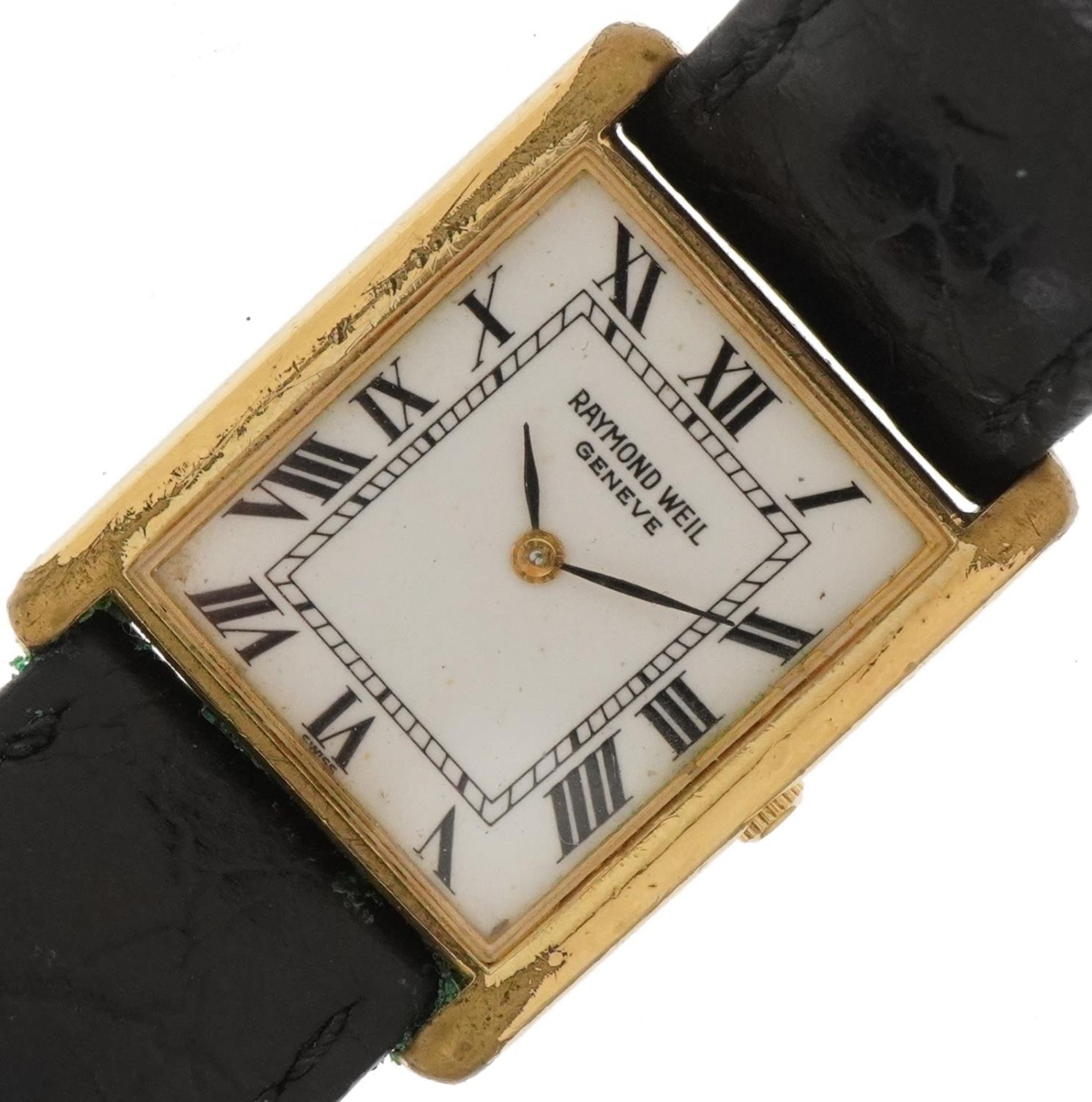 Raymond Weil, gentlemen's 18ct gold plated wristwatch, the case 23mm wide : For further