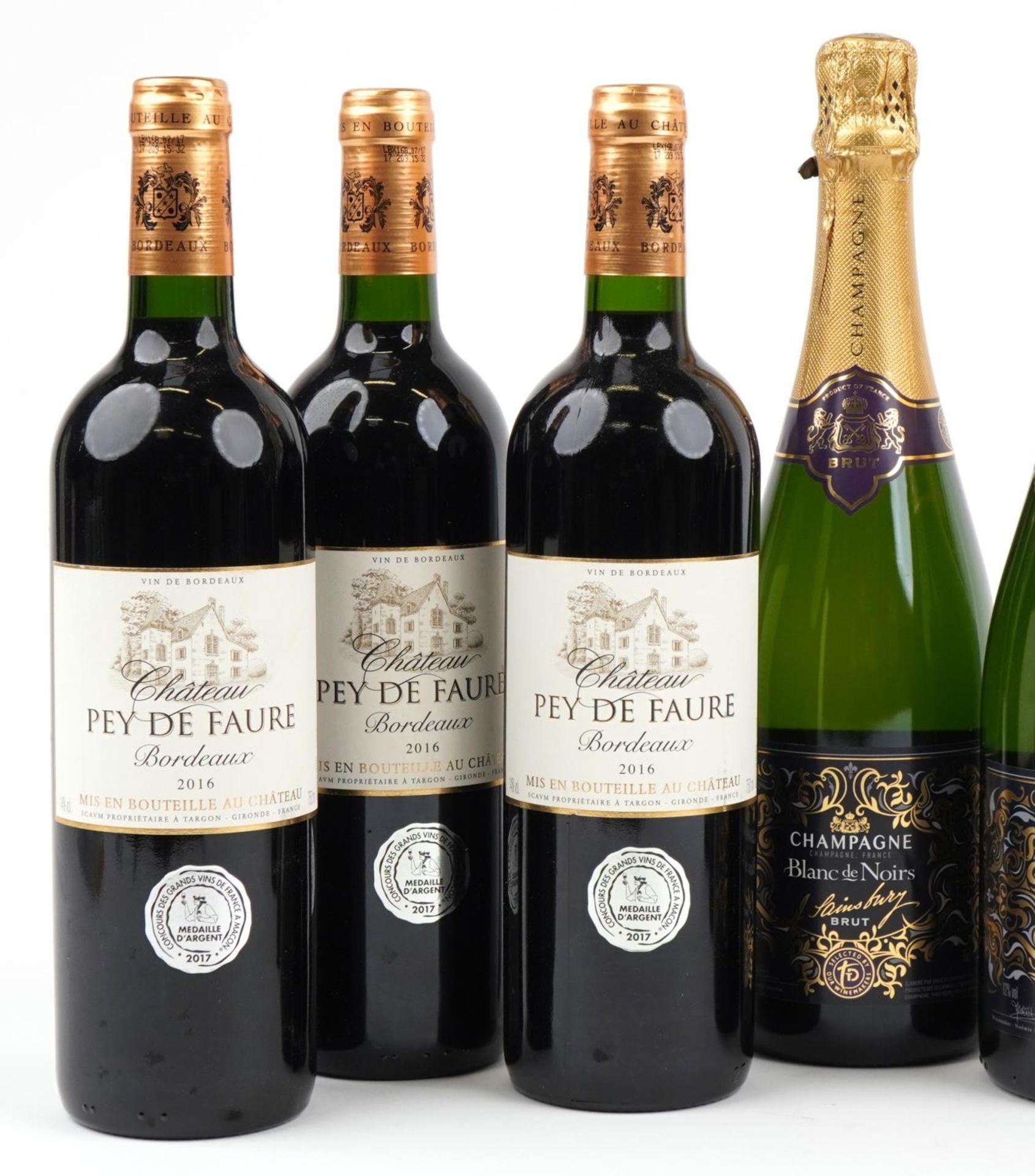 Six bottles of red wine and three bottles of Blanc de Noirs Champagne, the red wine comprising three - Image 2 of 3