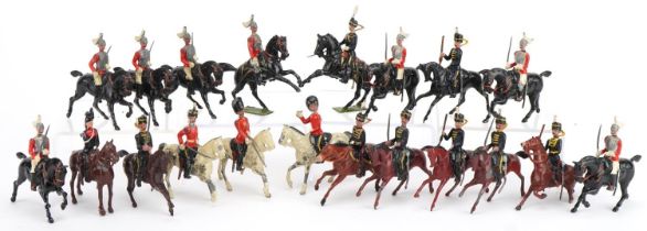 Collection of Britains hand painted lead soldiers on horseback including Golden Jubilee 4th Queen'