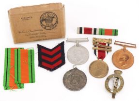 British military World War II militaria including George VI Faithful Service medal awarded to Thomas