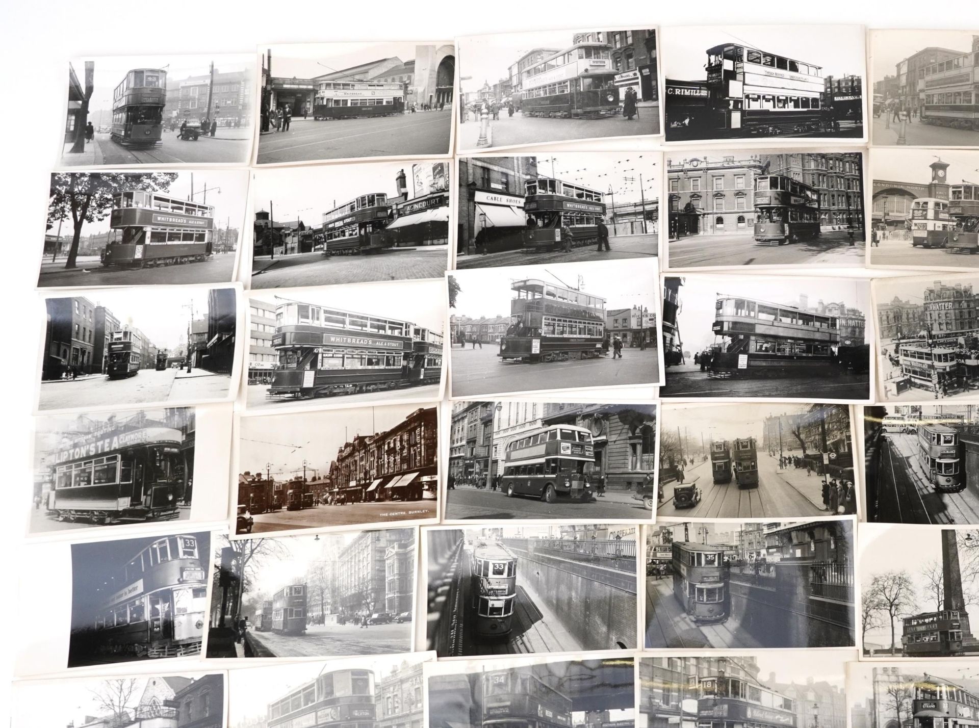 Collection of Mid 20th century tram black and white photographs, predominantly of London, each - Image 2 of 12
