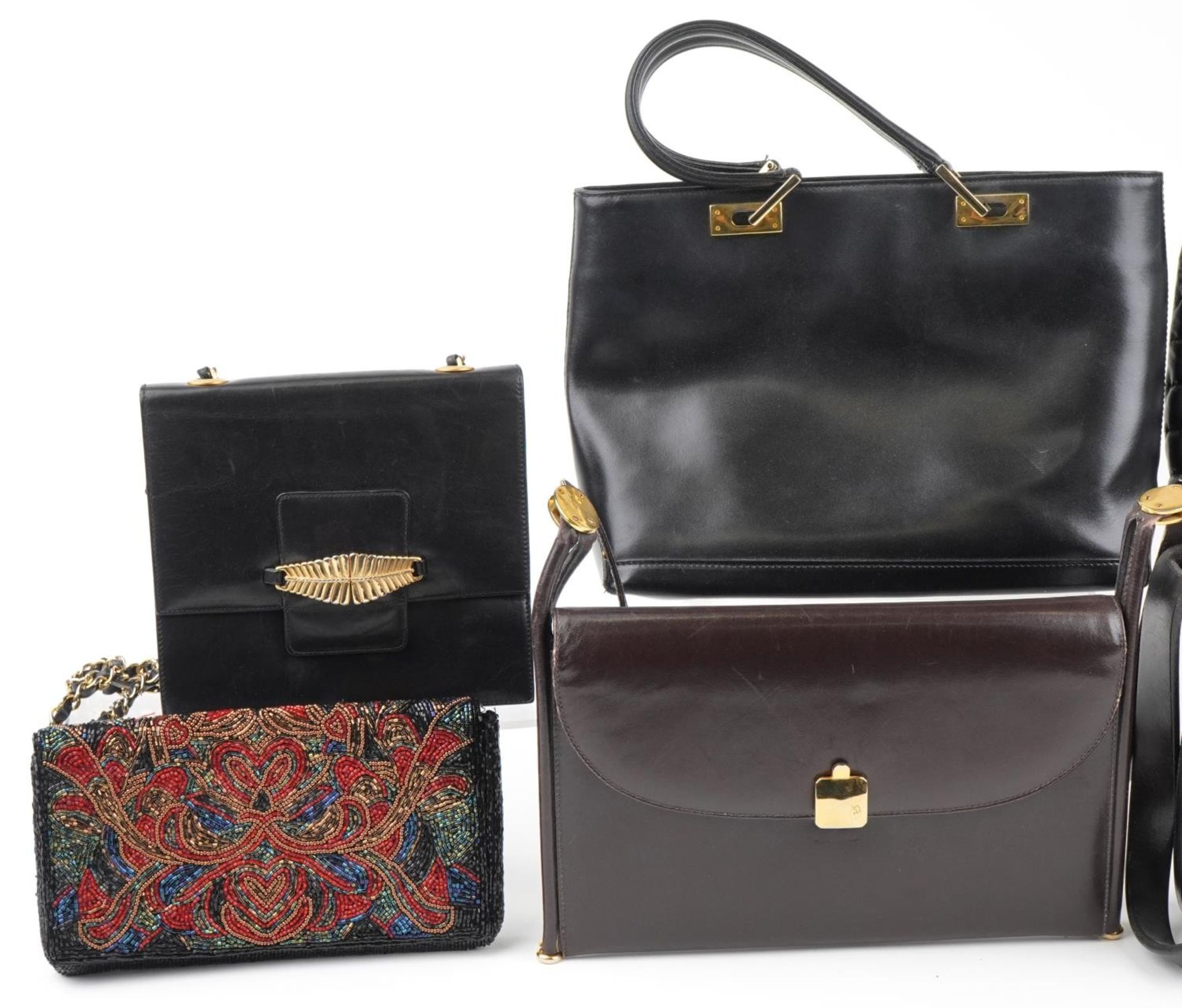 Eight vintage ladies handbags, some Italian, including Jaeger and taxidermy interest crocodile : For - Image 2 of 8