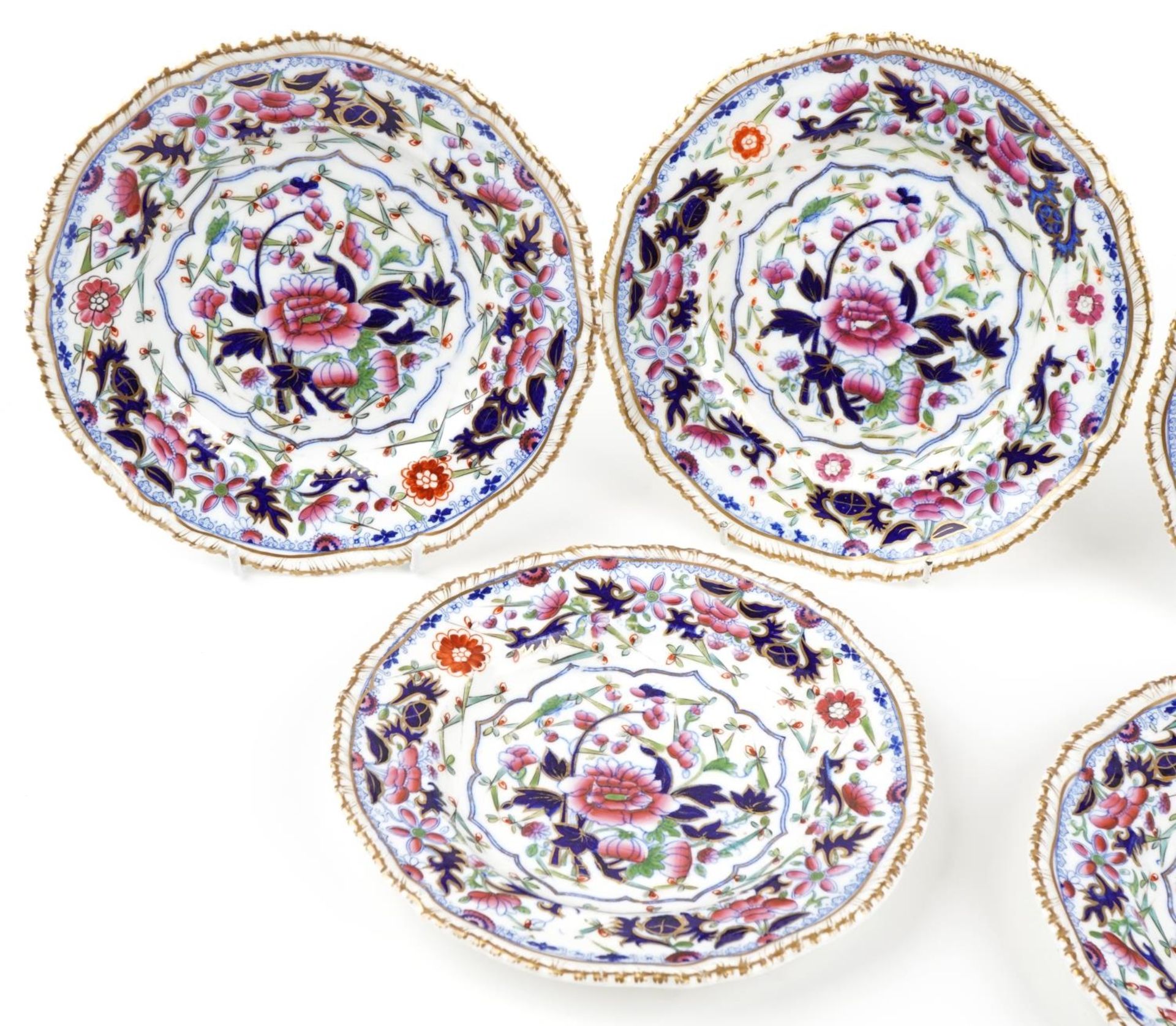 Grangers Worcester, set of six Victorian cabinet plates decorated with flowers within gilt - Image 2 of 5