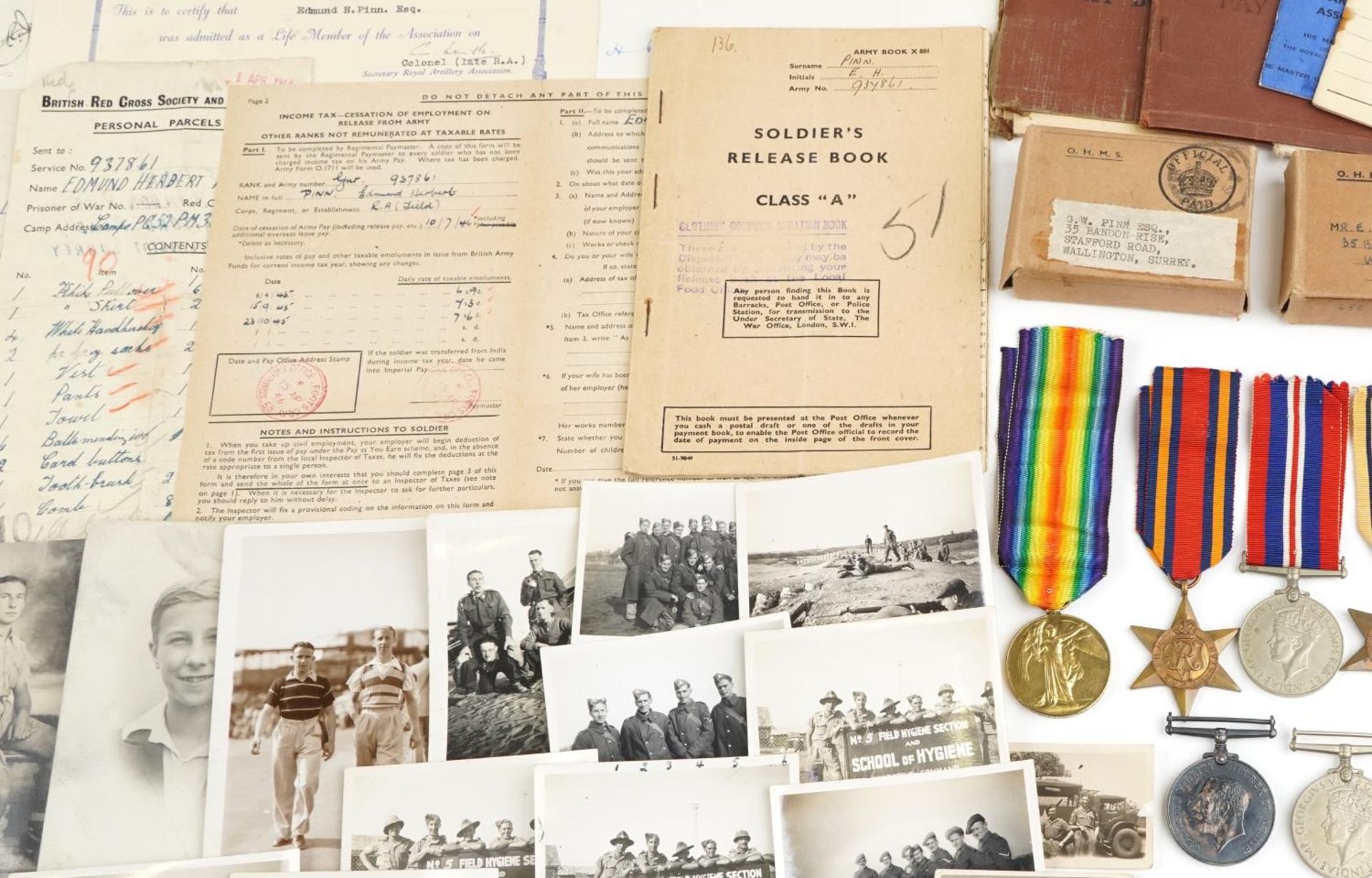 British military World War I and World War II medal groups relating to the Pinn family with - Image 7 of 17