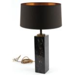 Contemporary portico marble square table lamp with shade, overall 64.5cm high : For further