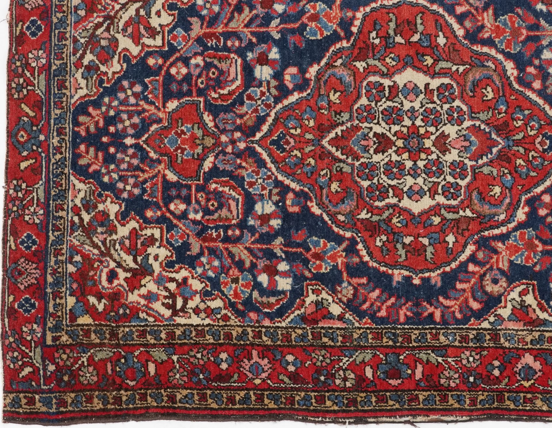 Rectangular Persian blue and red ground rug having and allover floral design, 146cm x 103cm : For - Image 4 of 5