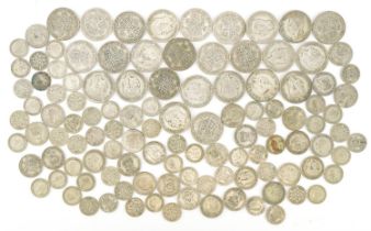 British pre decimal, pre 1947 coins including half crowns and shillings, 670g : For further