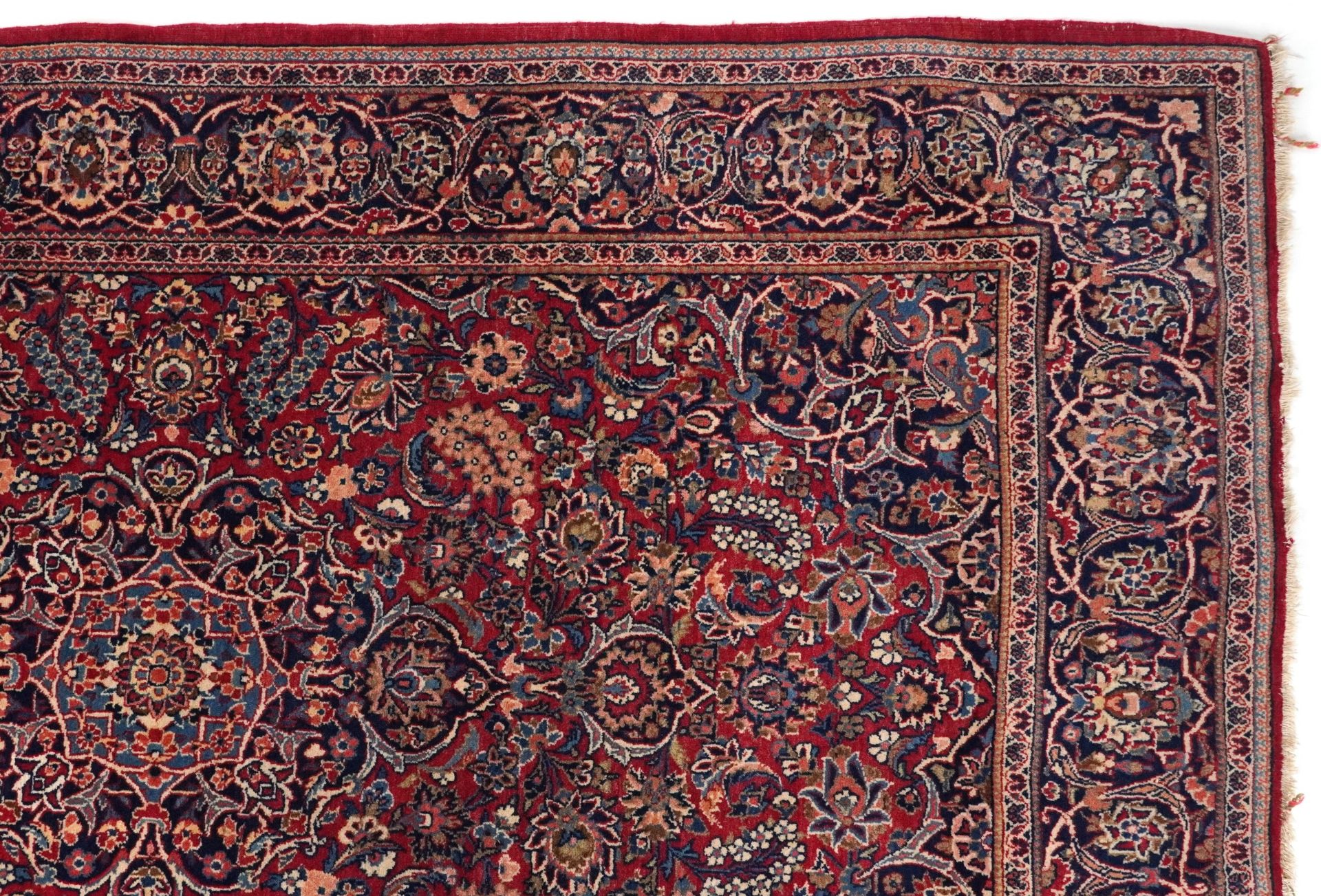 Rectangular Persian Sarouk type part silk red ground rug having an allover floral design, 214cm x - Bild 3 aus 7