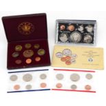 Coinage including New Zealand Elizabeth II 1976 proof set and United Kingdom 2002 pattern Euro