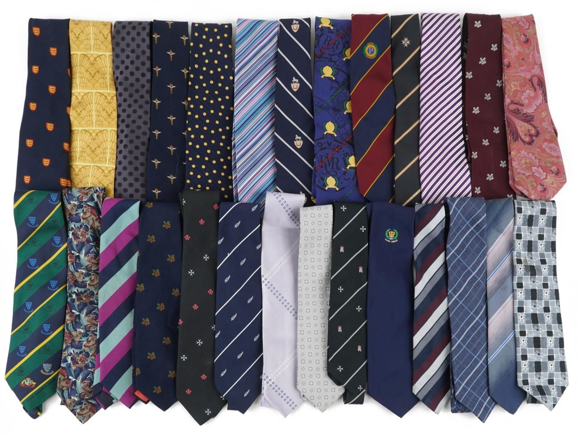 Large quantity of gentlemen's silk ties including military and cricket examples : For further