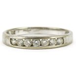 9ct white gold cubic zirconia half eternity ring, size Q, 1.8g : For further information on this lot