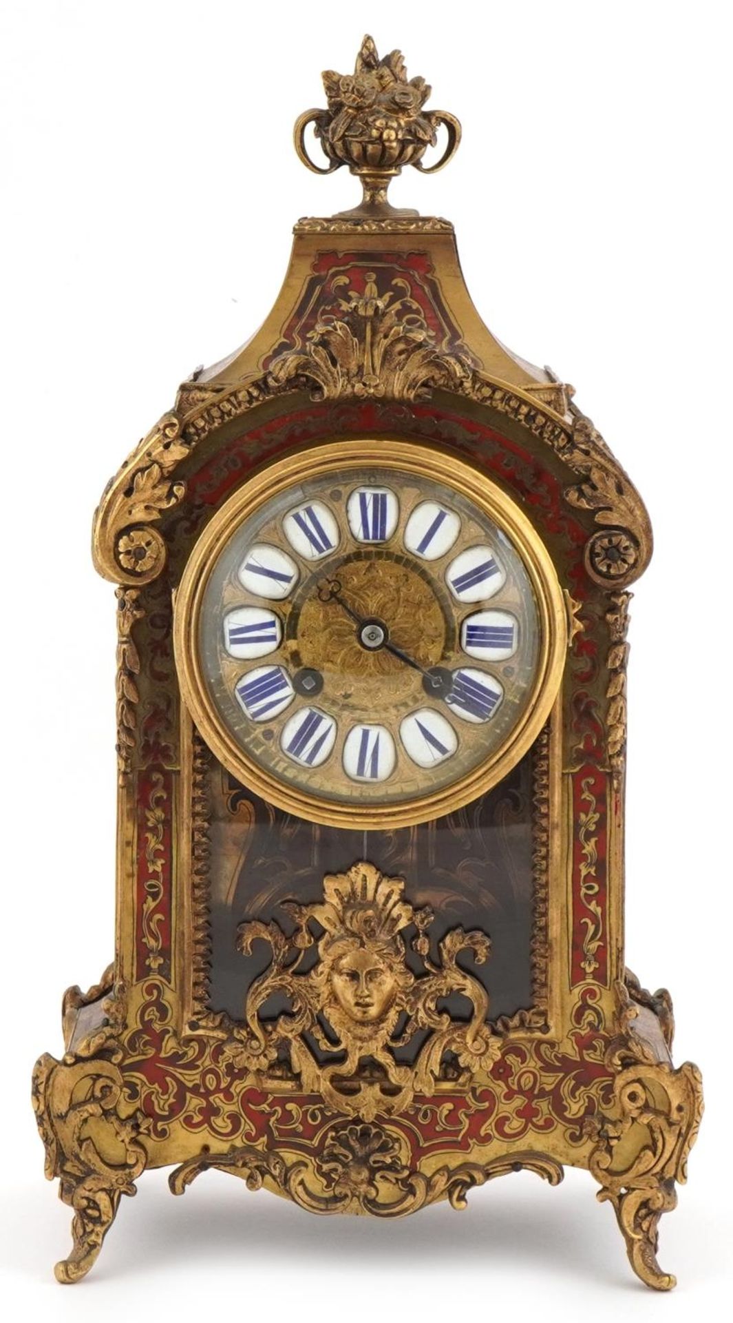 Rollin of Paris, 19th century French Louis XV style boulle work mantle clock striking on a bell with - Bild 2 aus 7