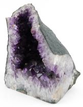 Large geology interest natural history amethyst geode, 42cm high : For further information on this