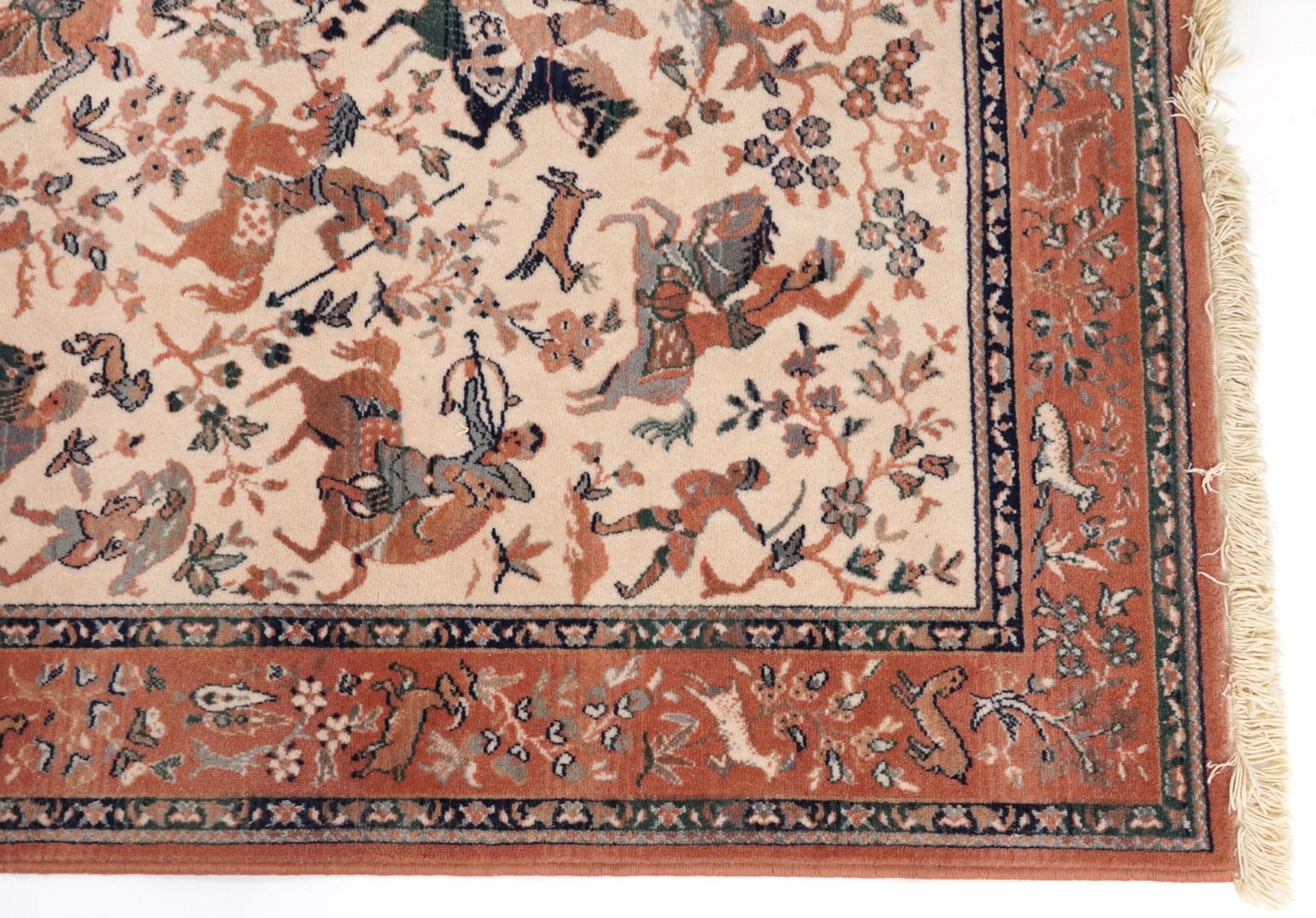 Rectangular Iranian rug decorated with warriors on horseback, 168cm x 114cm : For further - Bild 5 aus 7