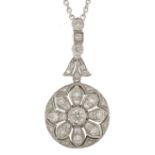 Art Deco style 18ct white gold diamond necklace, 40cm in length, 3.8g : For further information on