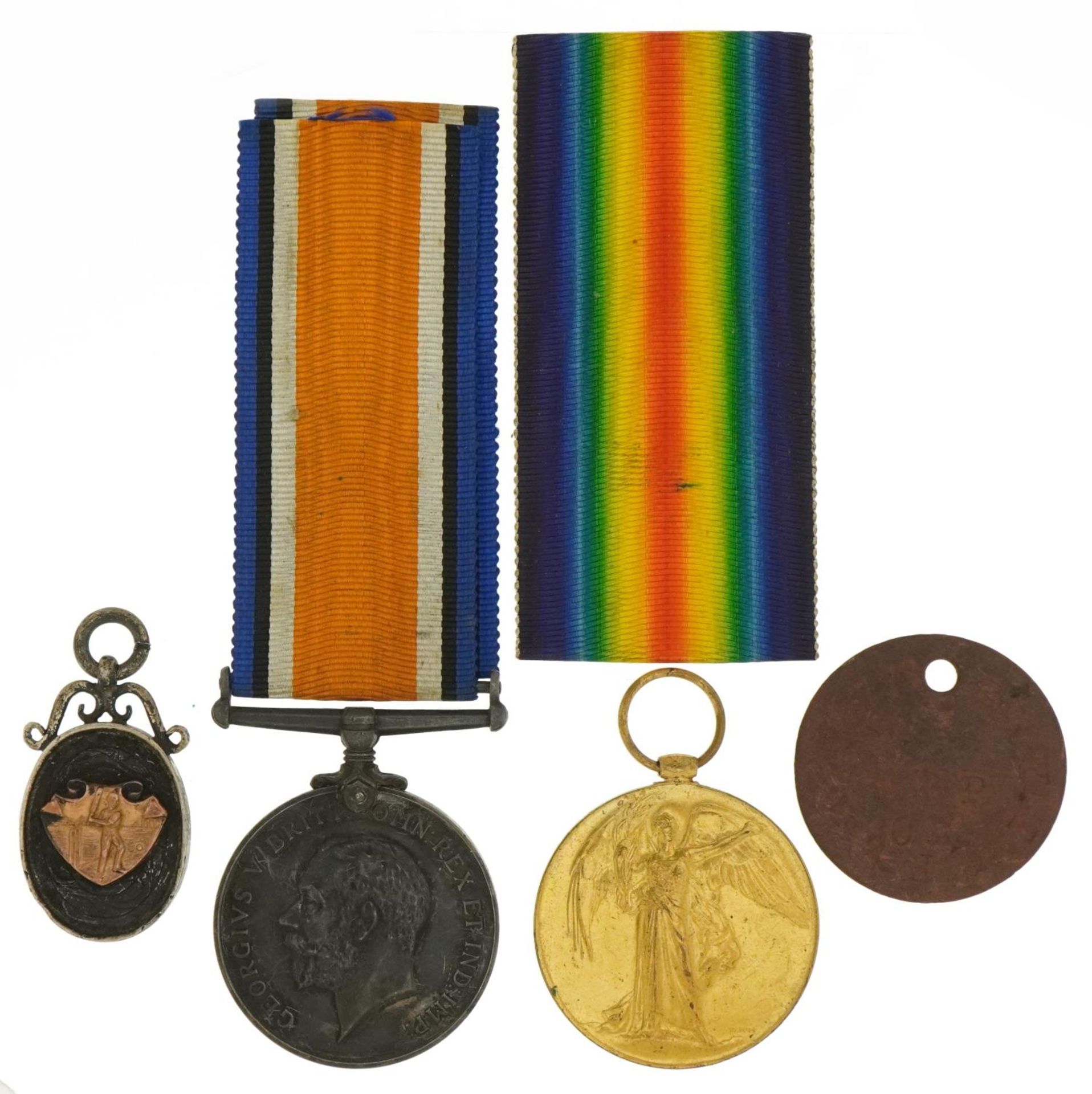 British military World War I pair with related dog tag and silver sports jewel, the pair awarded - Image 2 of 5