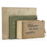 Four early 20th century sketchbooks housing various pencil sketches including animals and life