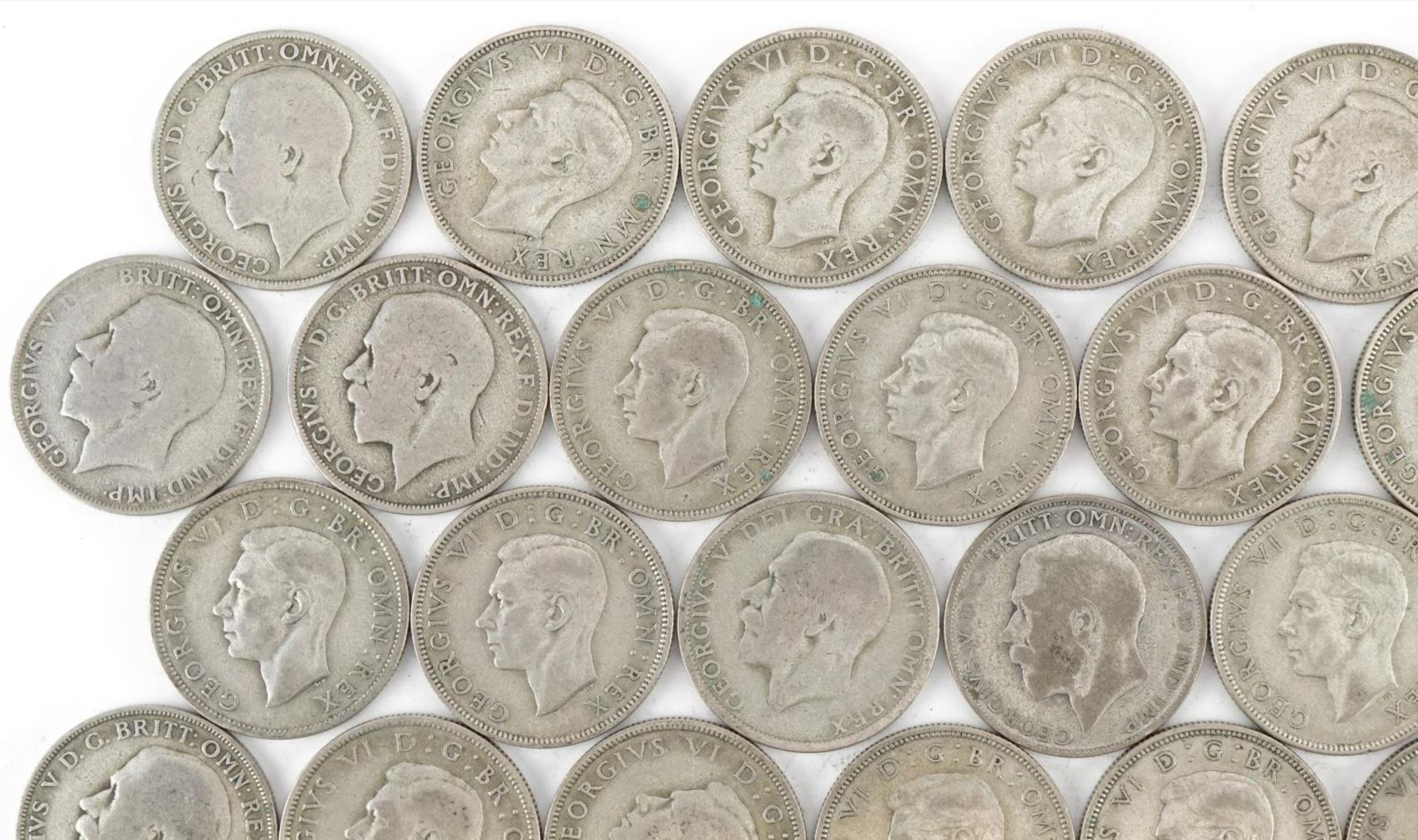 Collection of British pre decimal, pre 1947 two shillings and florins, 556g : For further - Bild 7 aus 10