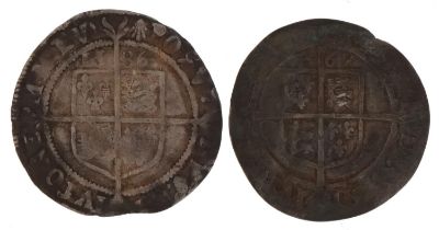 Two Elizabeth I hammered silver groats comprising dates 1569 and 1586, total 5.3g : For further