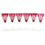 Set of six John Walsh ruby flashed cut glasses, each 15cm high : For further information on this lot
