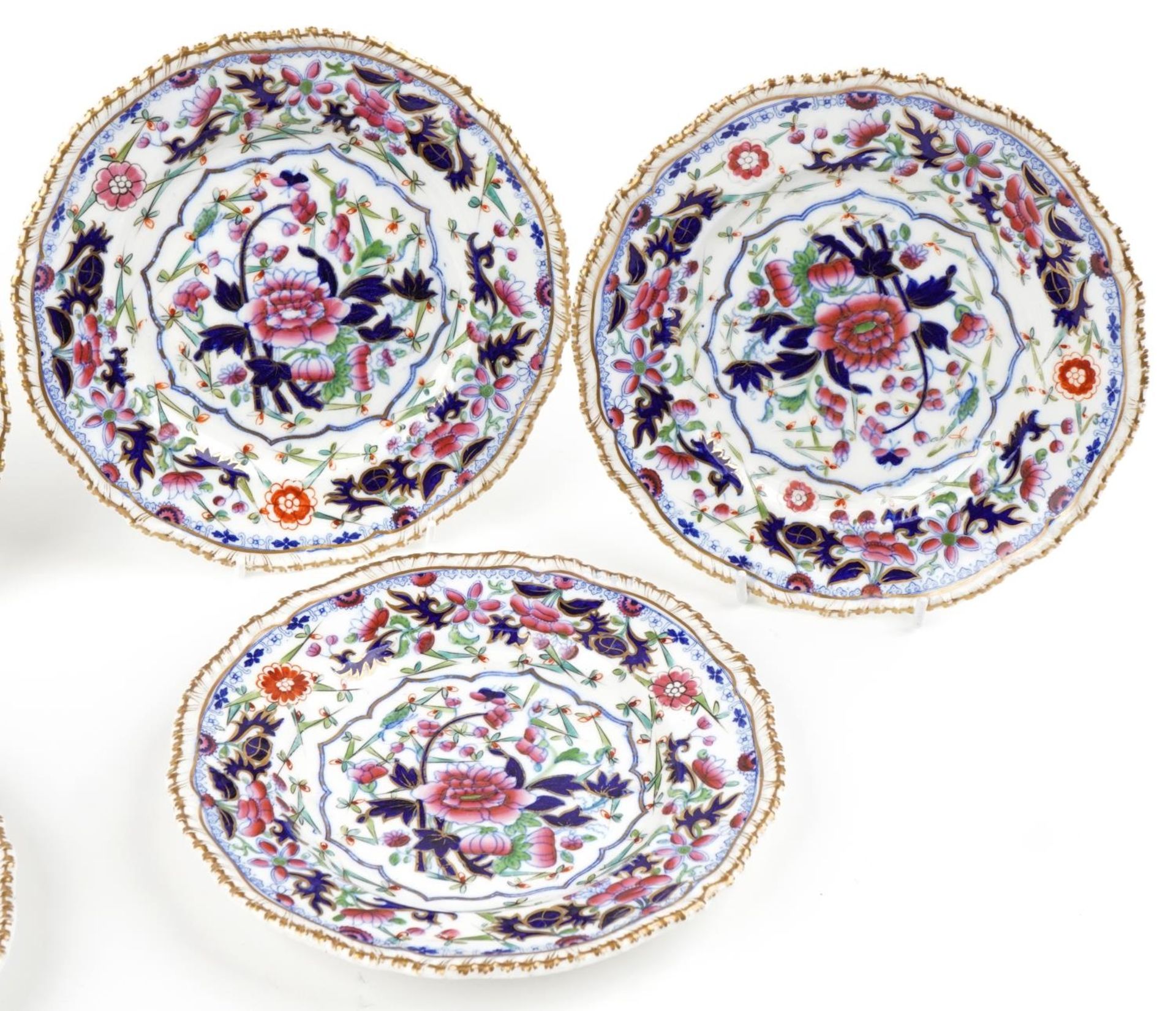 Grangers Worcester, set of six Victorian cabinet plates decorated with flowers within gilt - Image 3 of 5