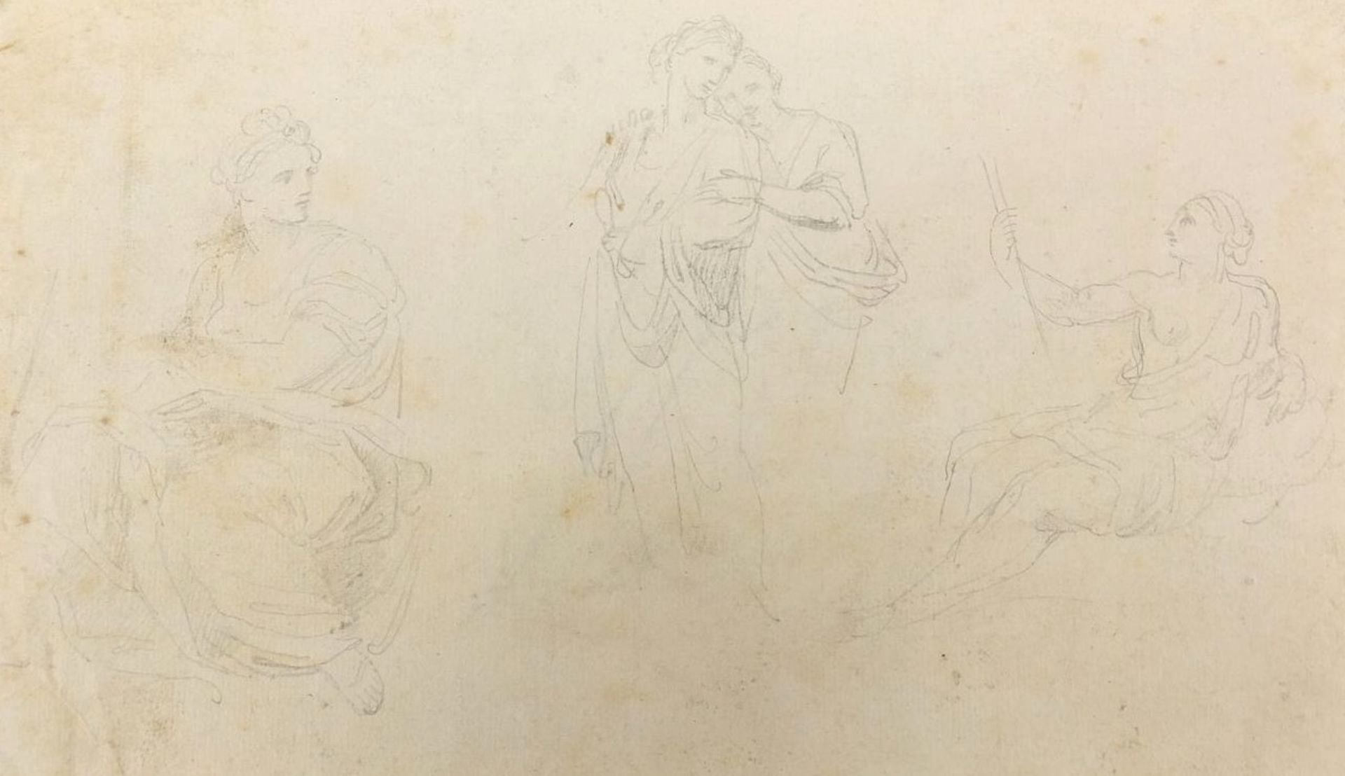 School of George Hayter - Classical figures, children and gentlemen wearing uniform, five pencil - Image 2 of 17