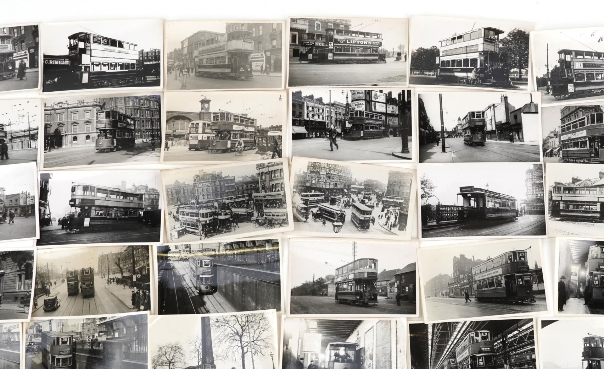 Collection of Mid 20th century tram black and white photographs, predominantly of London, each - Image 3 of 12