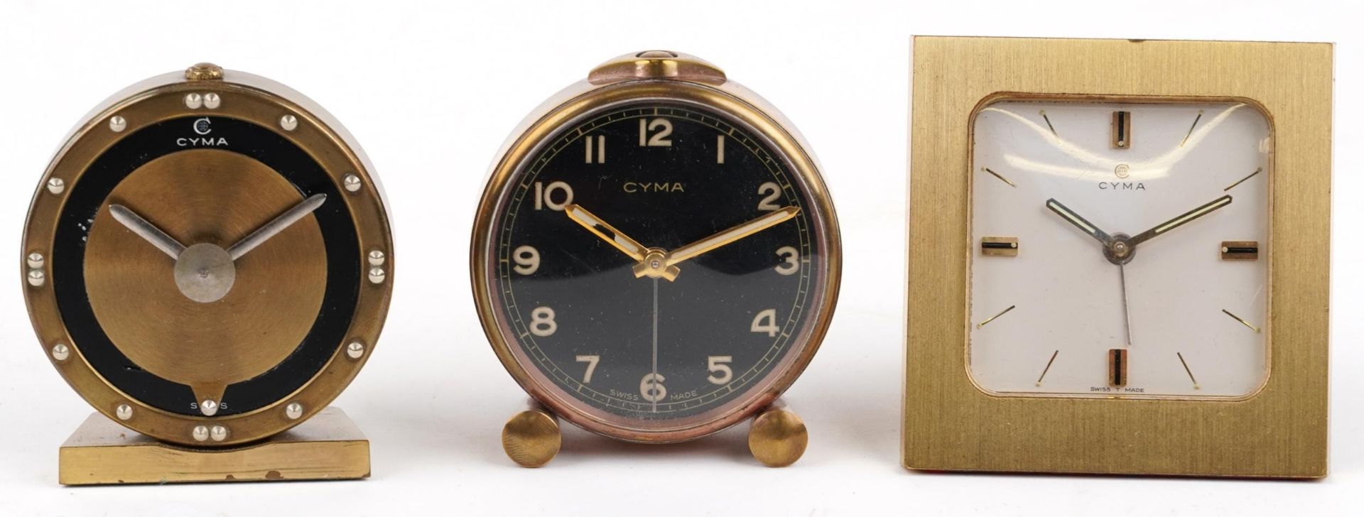 Three vintage Sima travel alarm clocks, two boxed, one with case, the largest 7.5cm high : For - Bild 2 aus 3