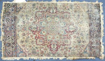 Rectangular cream ground rug having an all over floral design, 300cm x 165cm : For further