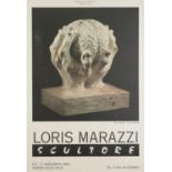 Italian Loris Marazzi Scultore Gallery advertising board, framed, 99cm x 68.5cm excluding the