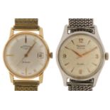 Rotary, two gentlemen's wristwatches comprising 9ct gold manual wind with date aperture and
