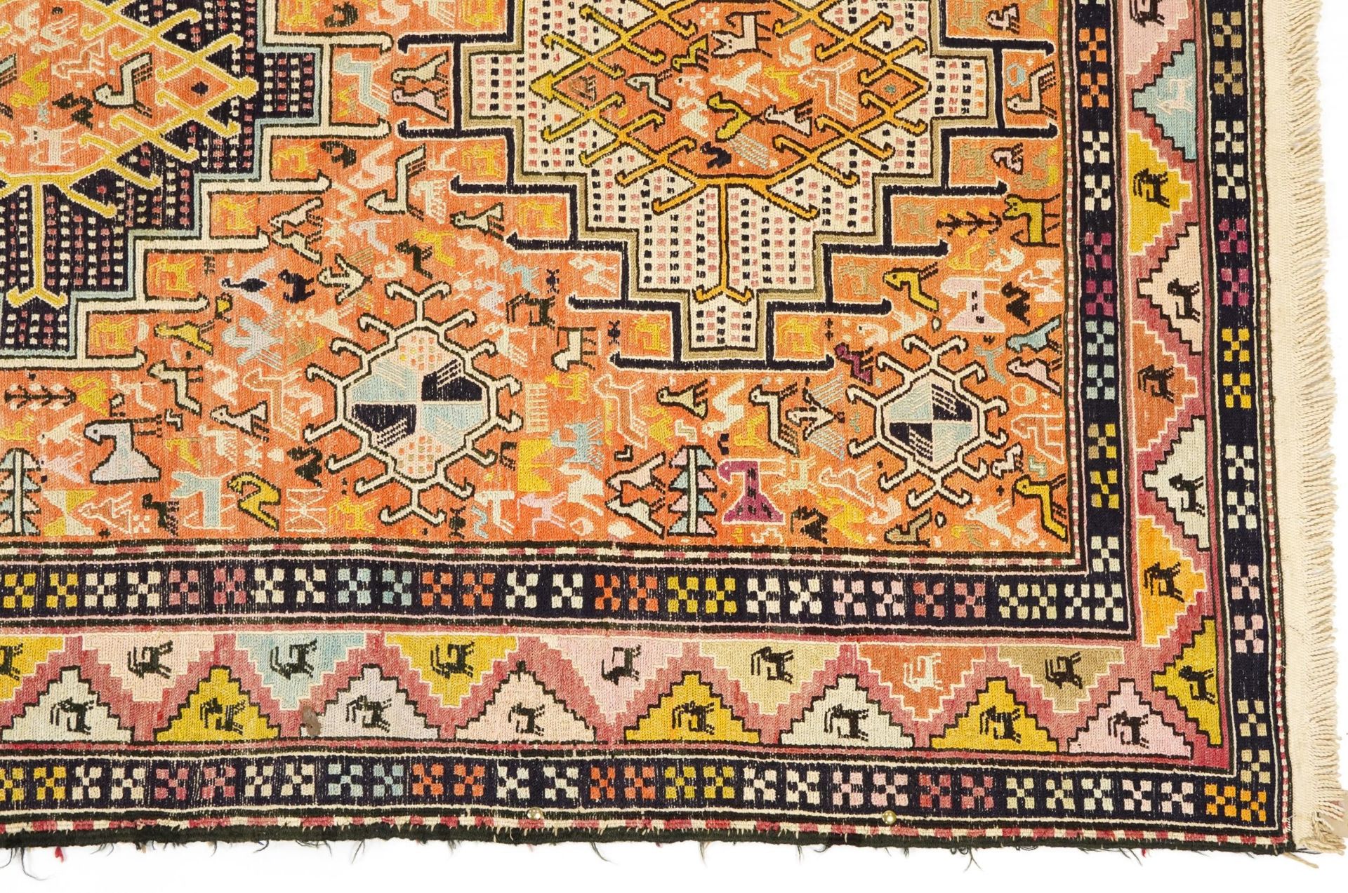 Rectangular Turkish rug with allover geometric and animal design, 200cm x 114cm : For further - Bild 9 aus 13