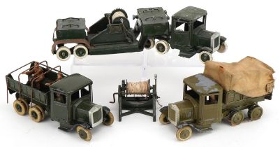 Two Britains hand painted lead army covered lorry and underslung articulated lorry : For further