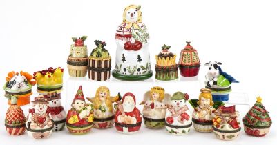 Eighteen Villeroy & Boch trinket boxes including examples in the form of snowmen, Father Christmas