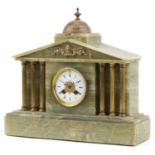 Onyx architectural mantle clock striking on a bell with reeded columns and circular dial having