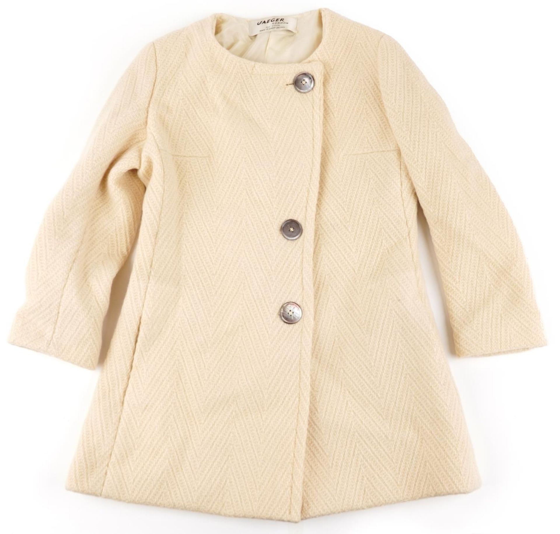 Vintage Jaeger cream woollen coat, size 12-14 : For further information on this lot please visit