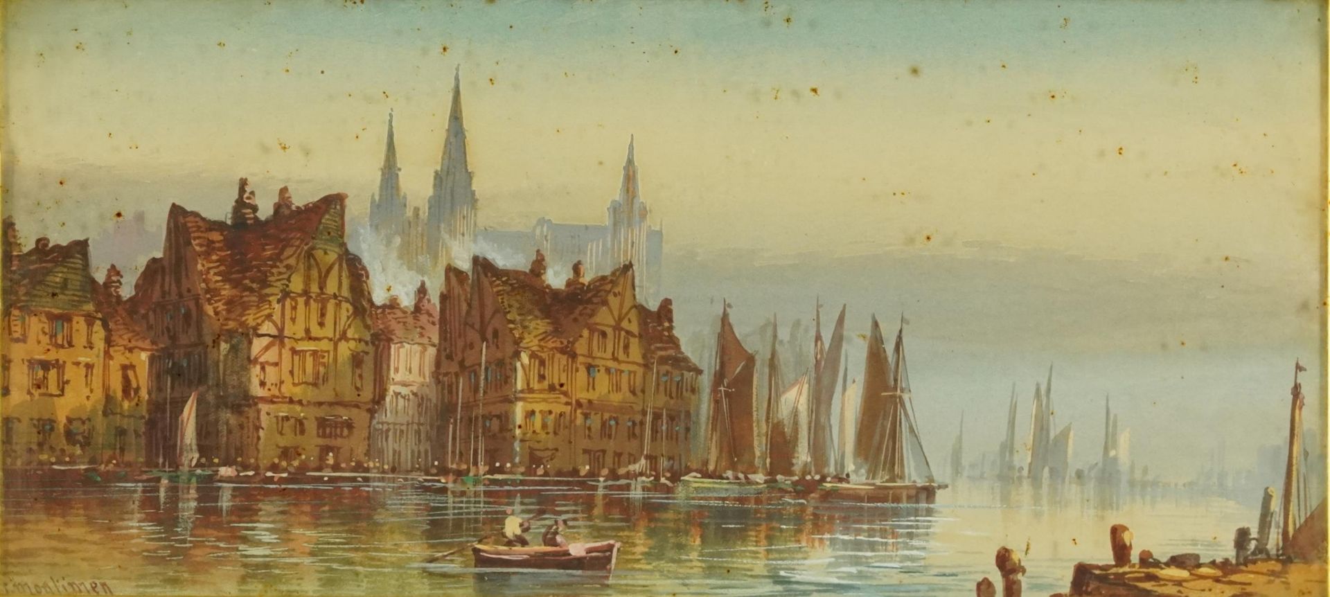 T Montimer - Sailing boats on a river before a cathedral, pair of continental watercolours, each - Bild 6 aus 9