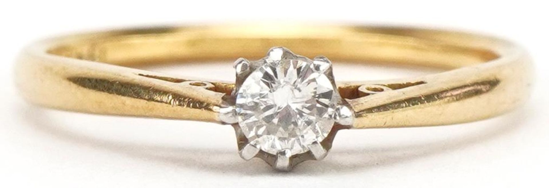 18ct gold and platinum diamond solitaire ring, diamond weight approximately 0.21 carat, size O, 2.3g