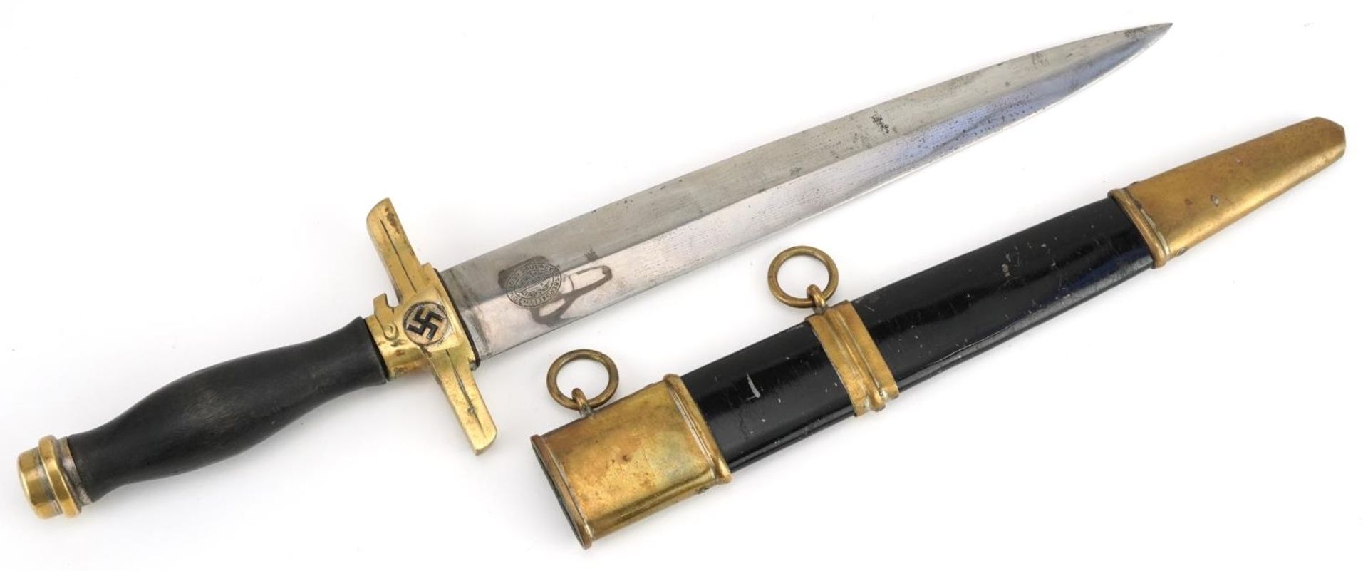 German military interest RLB dagger with scabbard and steel blade engraved Paul Weyersberg & Co, - Bild 2 aus 3
