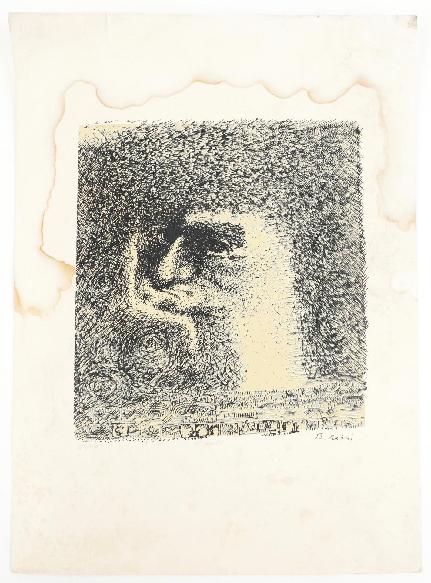 Bedri Rahmi - Abstract composition, screen print on card inscribed in pencil, limited edition 58/ - Image 2 of 5