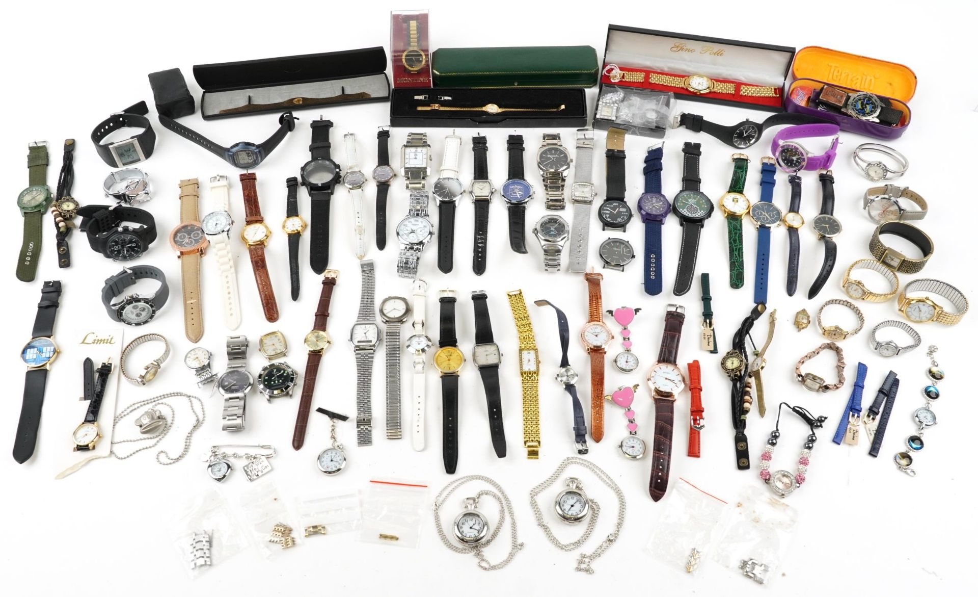 Large collection of costume jewellery and wristwatches including Sekonda, Meibo and Lorus : For