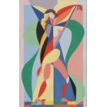 Manner of Leopold Survage - Abstract composition, stylised dancer, Cubist school gouache, mounted,